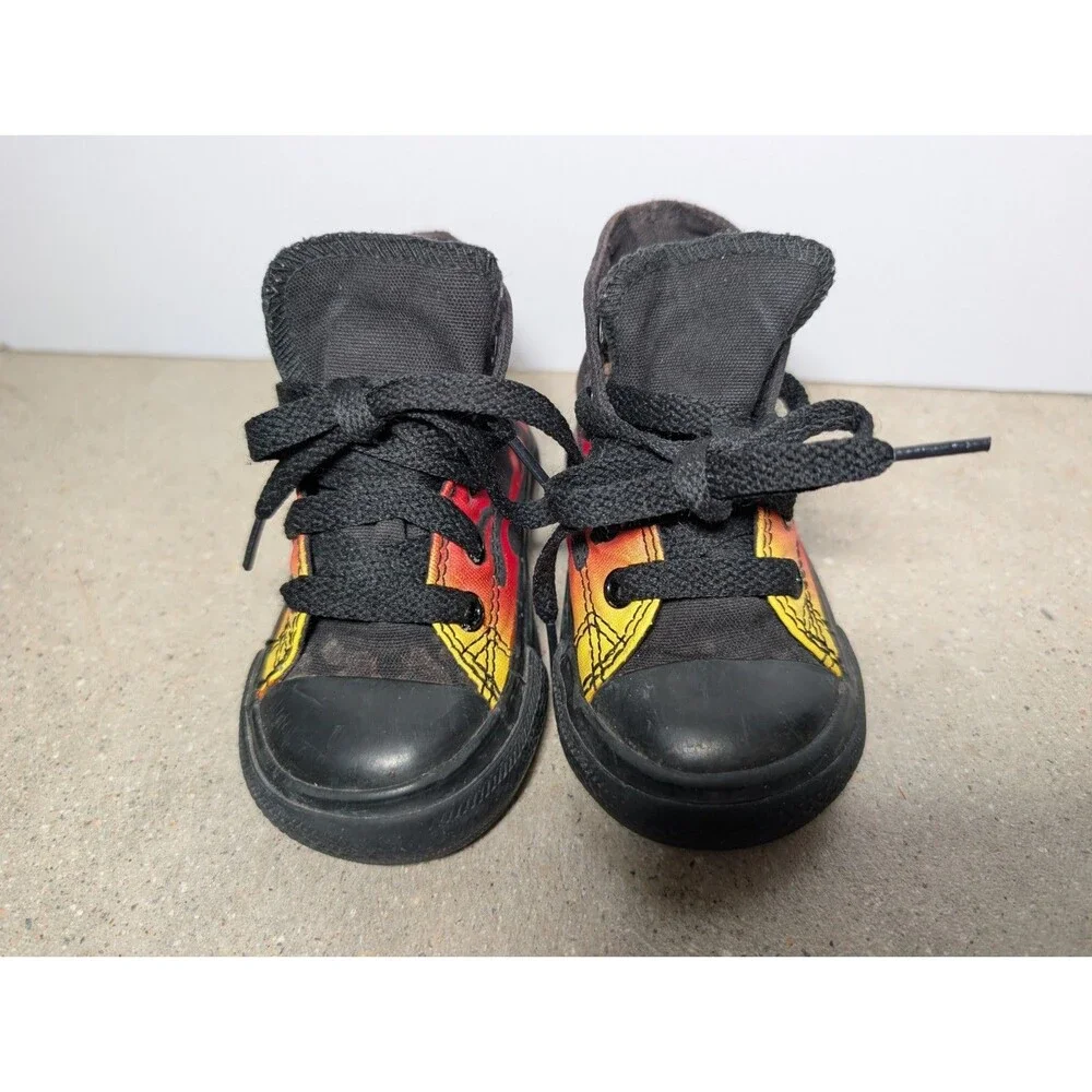 Converse Chuck Taylor All Star Hi Flames Fire Black Toddler Shoes Size 4T